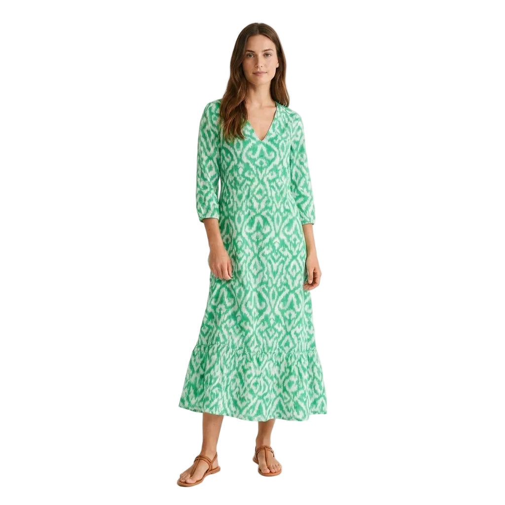 Sommerkleid für Damen mit V-Ausschnitt und halblangen Ärmeln 0