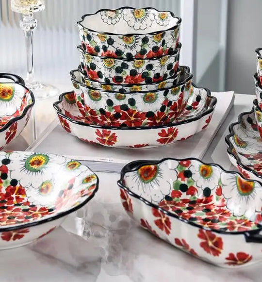 Sommerliche Keramikschalen mit Blumendesign für Festliche Anlässe 4