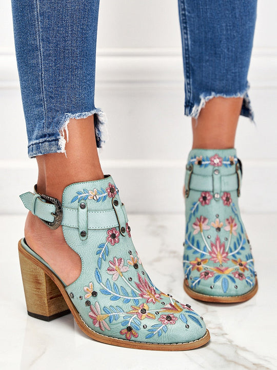 Stiefel-Sandalen Mit Klobigem Absatz