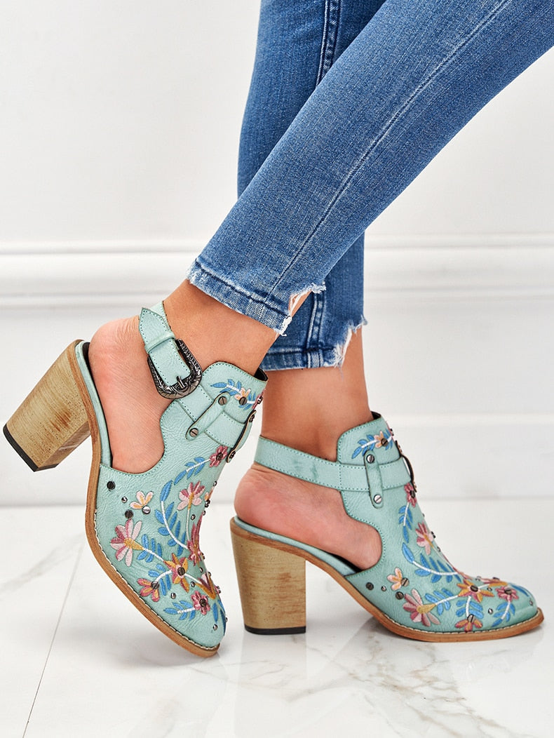 Stiefel-Sandalen Mit Klobigem Absatz