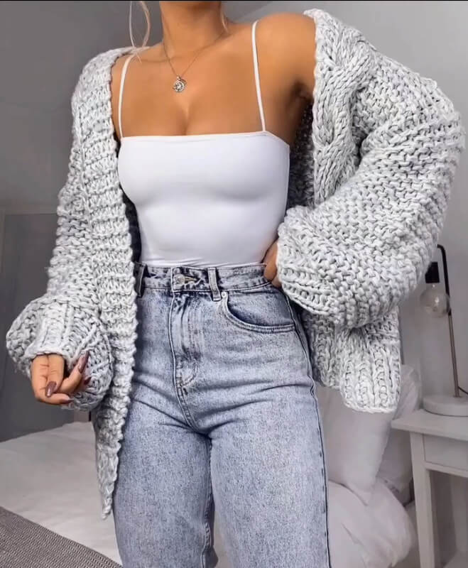 Strickjacke Aus Grobstrick
