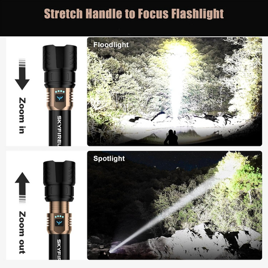 Taschenlampe mit Zoomfunktion für Outdoor-Aktivitäten, LED, Wasserdicht, Wiederaufladbar 2