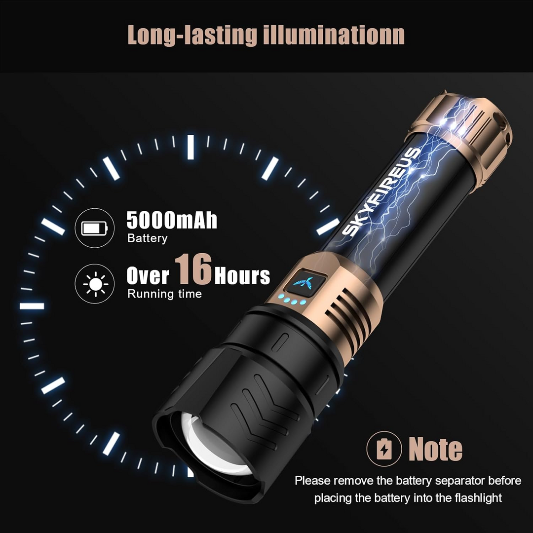 Taschenlampe mit Zoomfunktion für Outdoor-Aktivitäten, LED, Wasserdicht, Wiederaufladbar 4