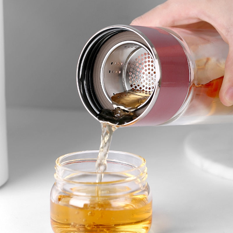 Teeflasche mit Sieb 2-in-1 für Losen Tee und Teebeutel, Doppelwandige Flasche für Optimalen Genuss 3