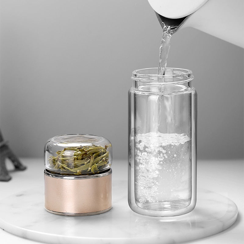 Teeflasche mit Sieb 2-in-1 für Losen Tee und Teebeutel, Doppelwandige Flasche für Optimalen Genuss 5