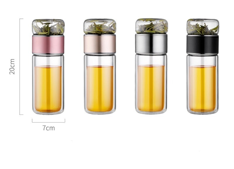 Teeflasche mit Sieb 2-in-1 für Losen Tee und Teebeutel, Doppelwandige Flasche für Optimalen Genuss 6