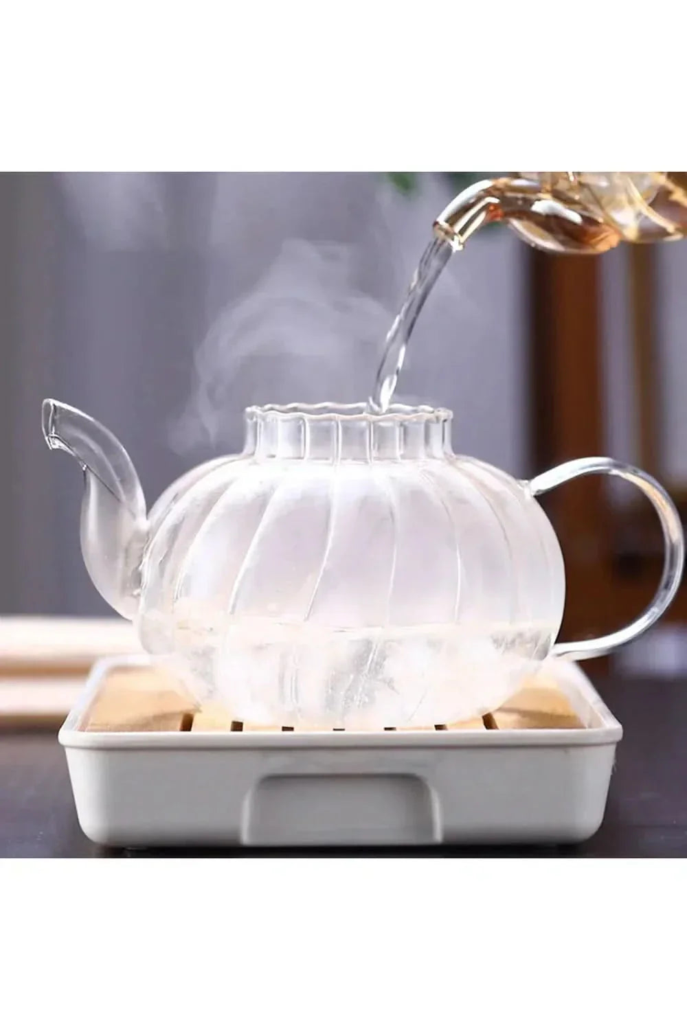 Teekanne mit Sieb aus Glas für losen Tee - Hitzebeständig, 1200 ml, Spülmaschinenfest 2