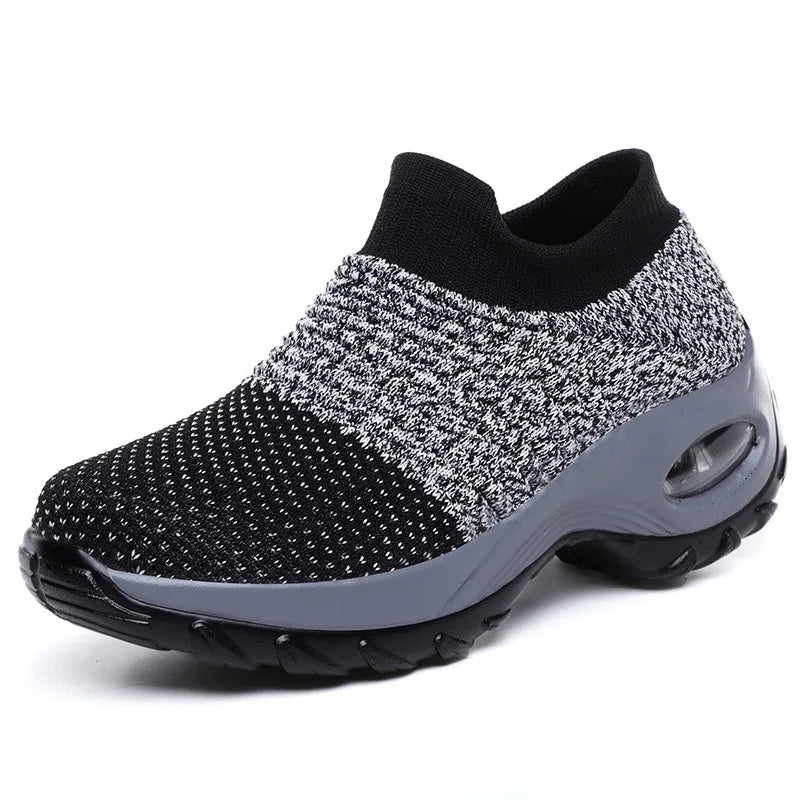 Therapeutische Damen-Sneaker mit Plateau, Schwarz, Weiß, Rot 0