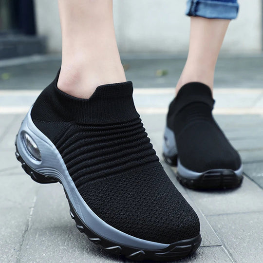 Therapeutische Damen-Sneaker mit Plateau, Schwarz, Weiß, Rot 6