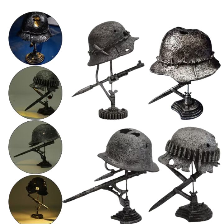 Tischlampe im Vintage-Stil mit Helm-Design 1