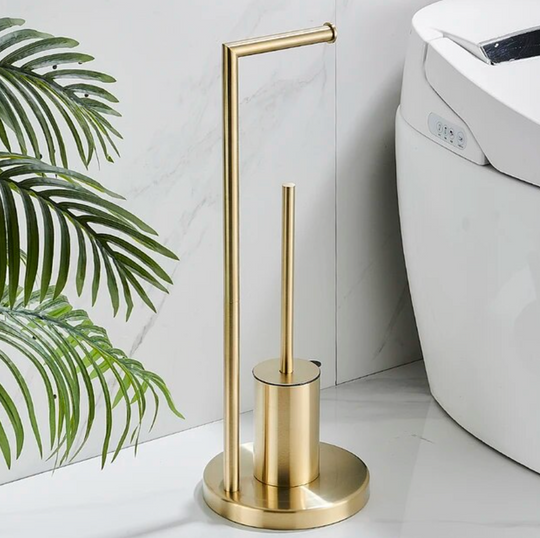Toilettenpapierhalter mit integrierter Bürste für modernes Badezimmer 2