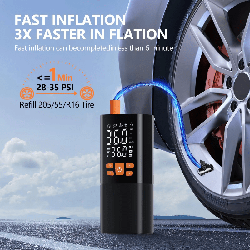 Tragbarer Akku Kompressor 180 PSI Mit Digitaler Anzeige Und LED-Licht 4