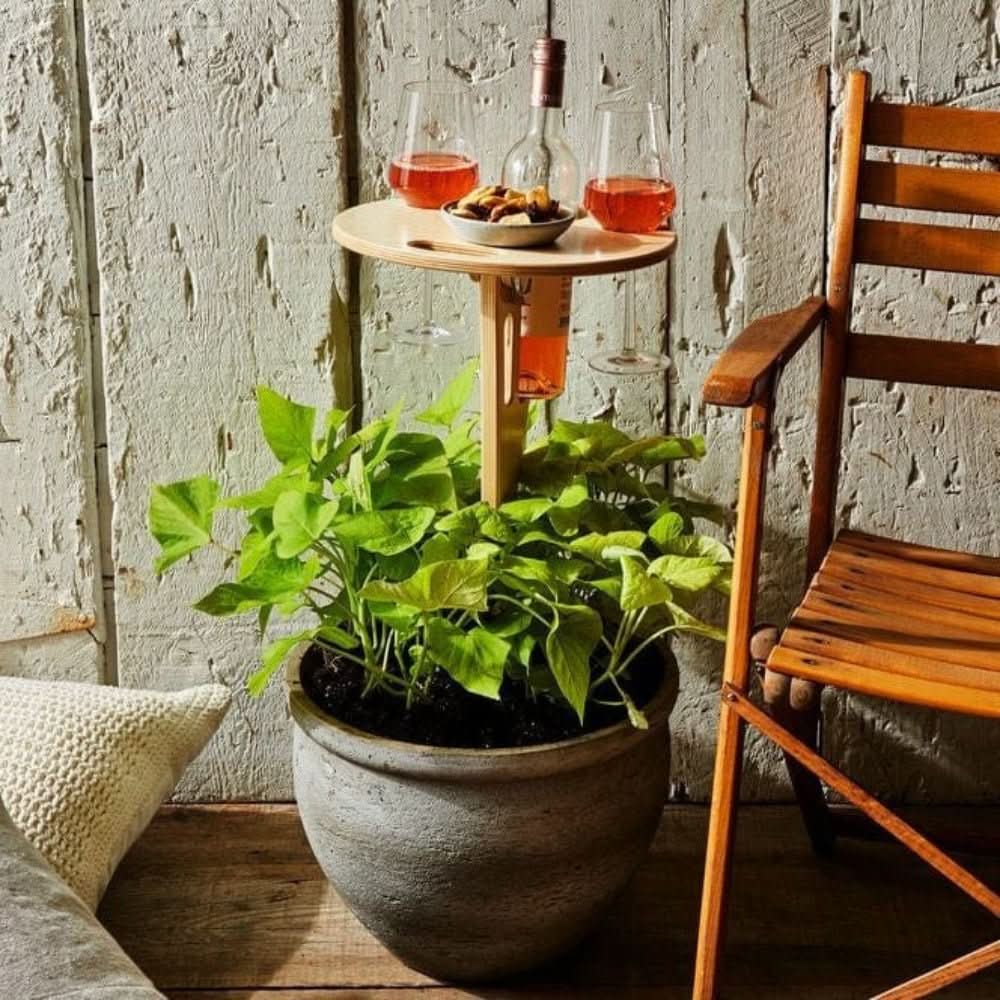 Tragbarer Picknicktisch Mit Integriertem Flaschenhalter Für Snacks Und Getränke 1