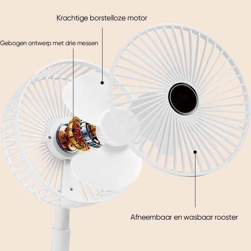 Tragbarer Tischventilator Leise Mit Teleskopdesign Und Akku, Höhenverstellbar, 3 Geschwindigkeitsmodi 3