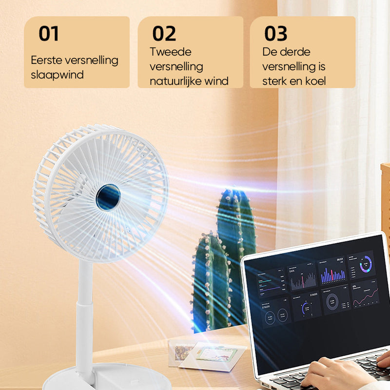 Tragbarer Tischventilator Leise Mit Teleskopdesign Und Akku, Höhenverstellbar, 3 Geschwindigkeitsmodi 5