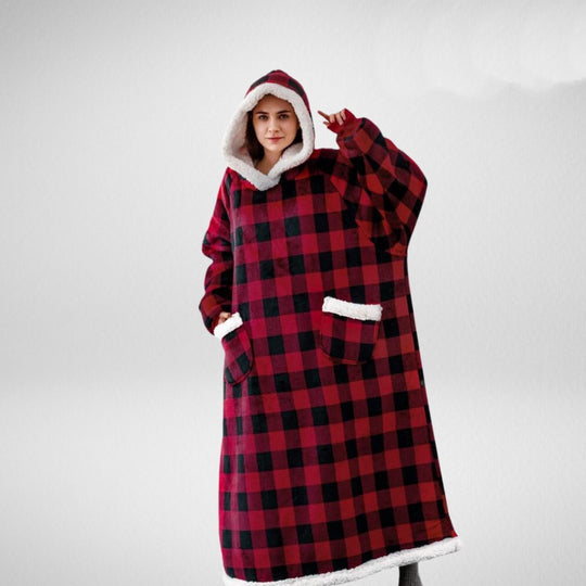 Übergroße Decke mit Kapuze und warmer Fleece-Innenseite 6