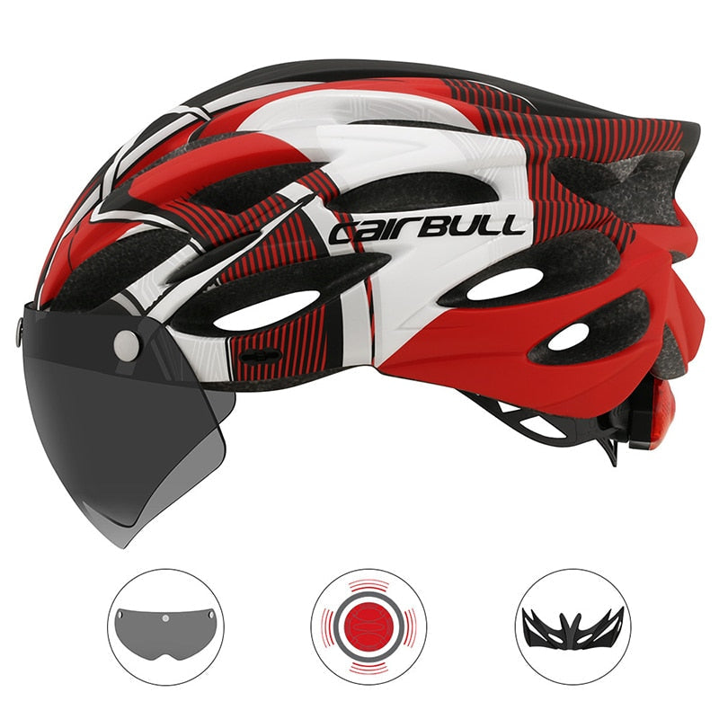 Unisex Fahrradhelm mit integriertem Rücklicht und Visier 0