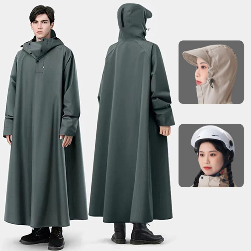 Unisex Regenmantel Lang Oxford Gewebe Wasserdicht mit Kapuze 0