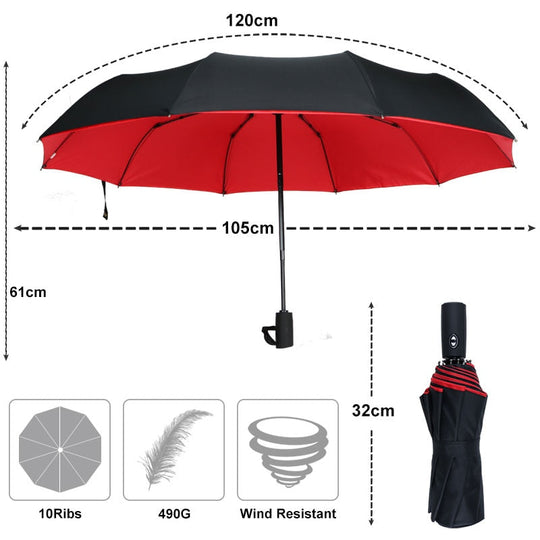 Unisex Regenschirm Windfest Automatisch Kompakt für Alle Wetterlagen 1