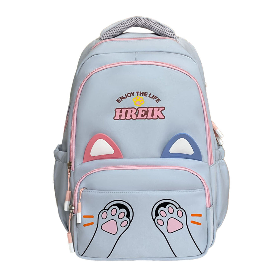 Unisex Rucksack mit Katzenohren und Verspielt Design für Schule und Freizeit 0
