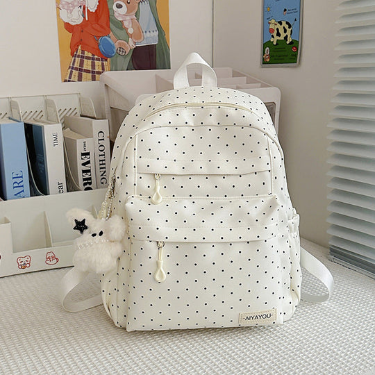 Unisex Rucksack mit Polka-Dot-Muster Verspielt 1