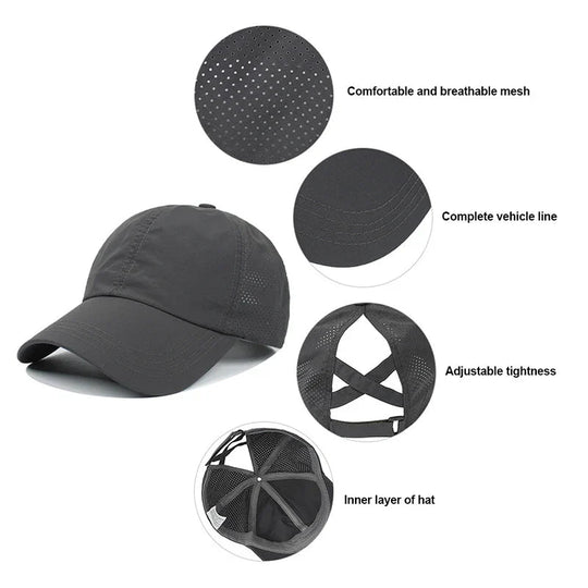 Unisex Sport-Basecap Mit Verstellbarem Verschluss Und Pferdeschwanzöffnung 4