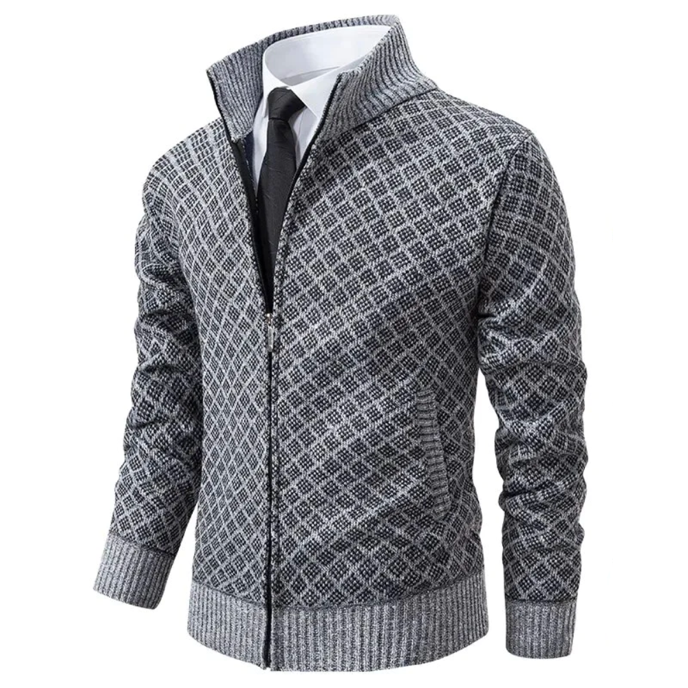 Herren Strickjacke Jacquard Stil Weiches Material-1