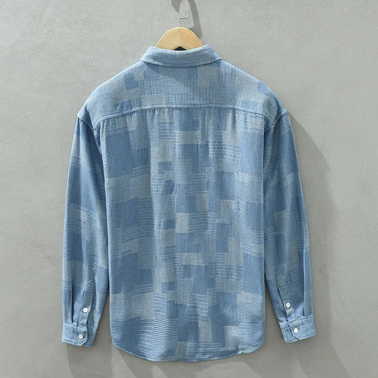 Herren Langarmshirt Patchwork Baumwolle Polyester Stylish 3