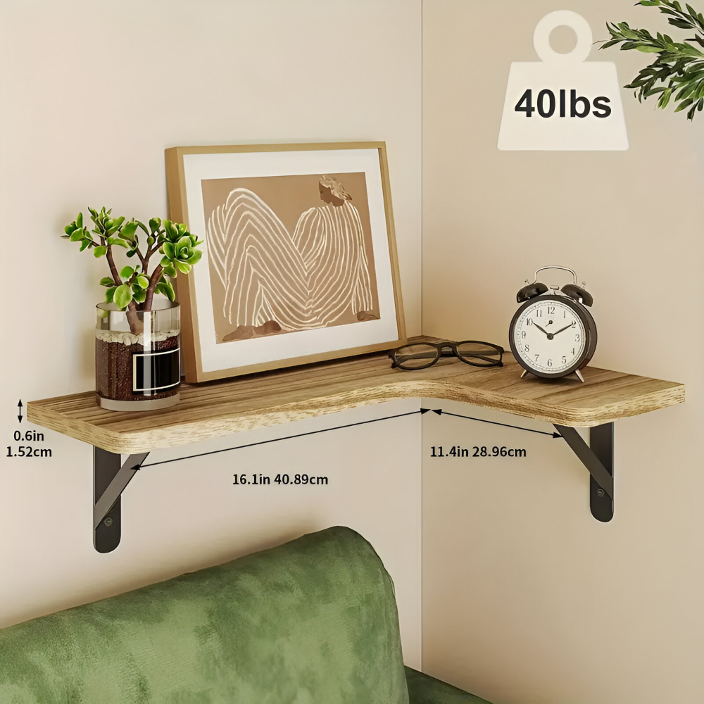 Wand- und Eckregal-Set für Wohnräume – Rustikaler Stil zur Präsentation und Organisation 6