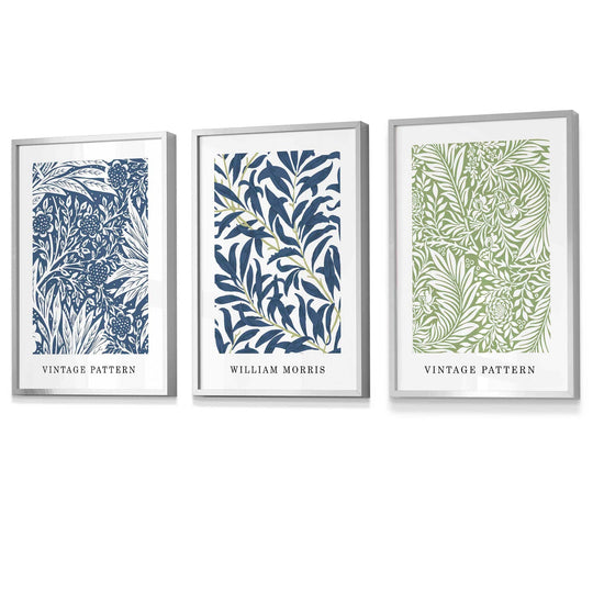 Wandkunst Set mit Vintage Blumenmotiven von William Morris 1