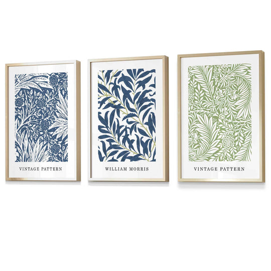 Wandkunst Set mit Vintage Blumenmotiven von William Morris 2
