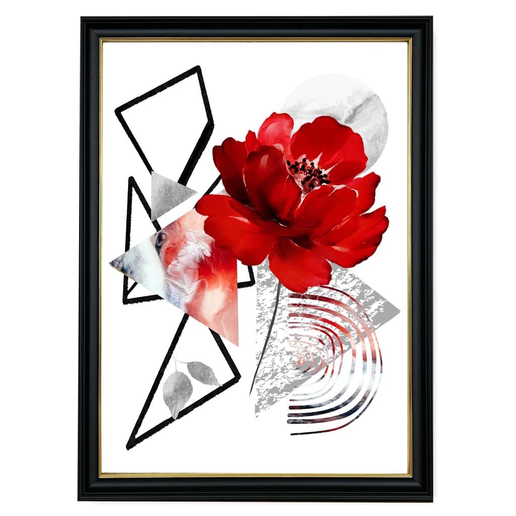 Wandkunstdruck Abstrakte Blume mit geometrischen Formen 1