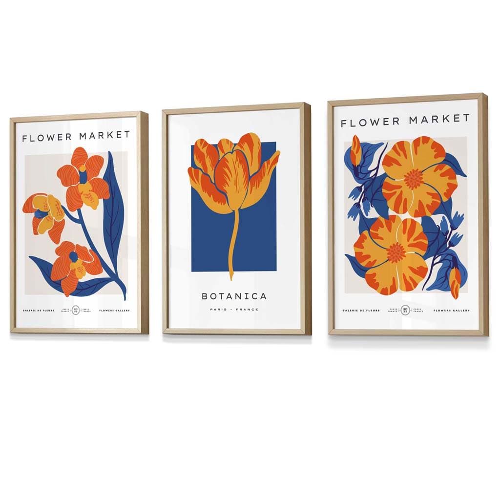 Wandkunstdrucke Set mit Blumenmotiven im Vintage-Stil 6