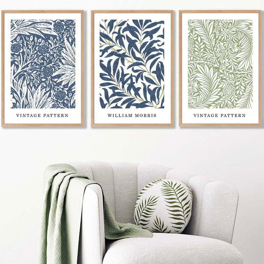 Wandkunstset Vintage Blumenmotive 3 Drucke für Wohnräume 1