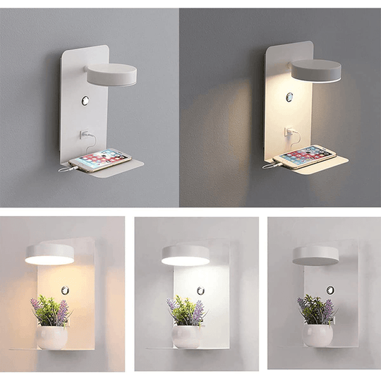 Wandleuchte Schwarz Innen Mit Drehbarem Kopf Und USB-Ladestation - LED Wandlampe Für Schlafzimmer Und Wohnzimmer 4