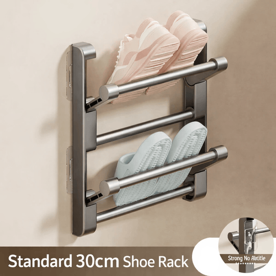 Wandmontiertes Schuhregal mit integriertem Ablaufsystem 7