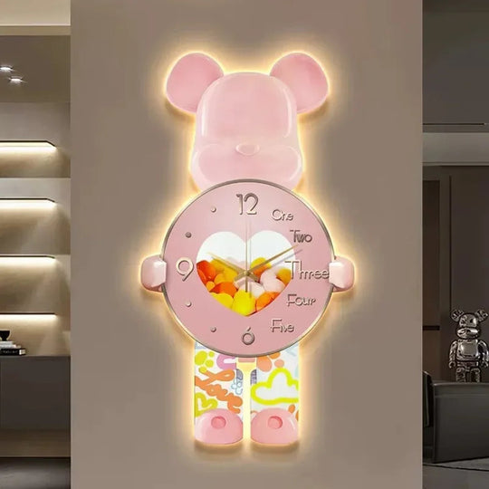 Wanduhr mit Bärenmotiv und LED-Beleuchtung für Kinderzimmer 1