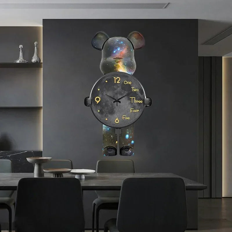 Wanduhr mit Bärenmotiv und LED-Beleuchtung für Kinderzimmer 4