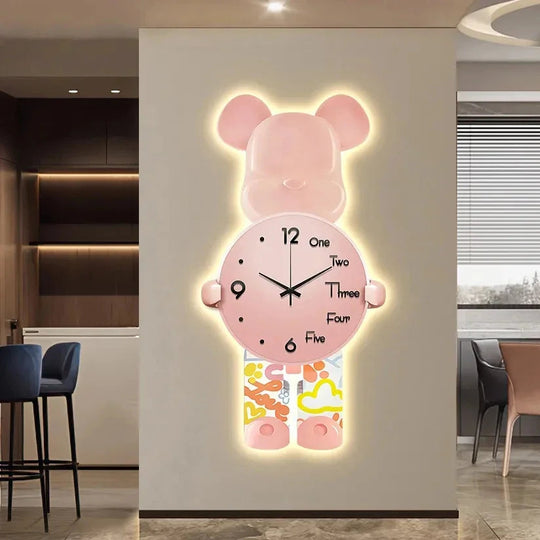 Wanduhr mit Bärenmotiv und LED-Beleuchtung für Kinderzimmer 9