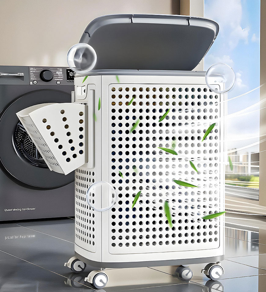 Wäschebehälter XXL mit Rollen für müheloses Tragen 2
