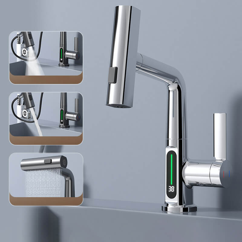 Wasserhahn Küche 360° drehbar mit LED-Temperaturanzeige und 5 Sprühmodi für modernes Bad und Küchenarmatur 1