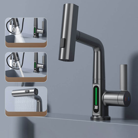 Wasserhahn Küche 360° drehbar mit LED-Temperaturanzeige und 5 Sprühmodi für modernes Bad und Küchenarmatur 2