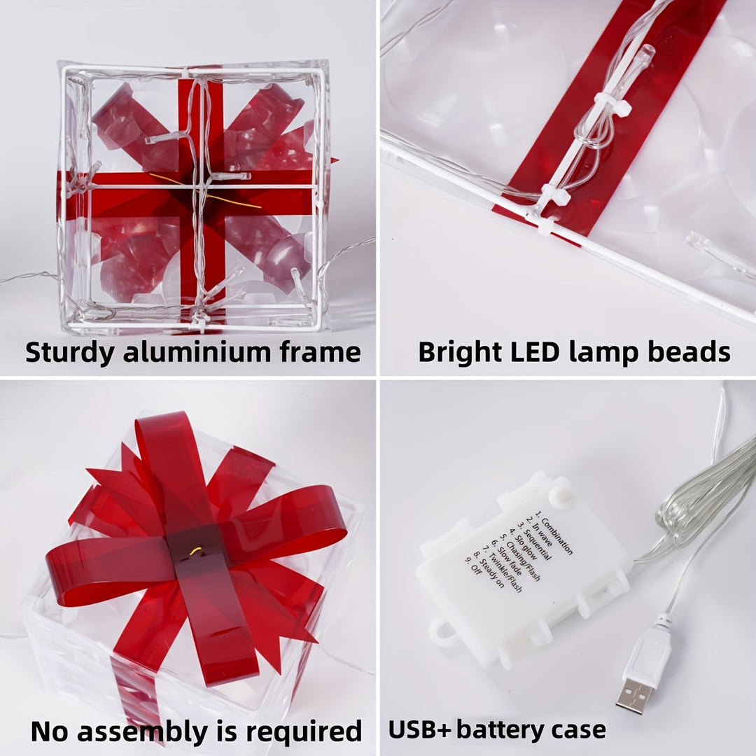 Weihnachtliches Geschenkboxen Set mit LED-Beleuchtung für drinnen und draußen 3