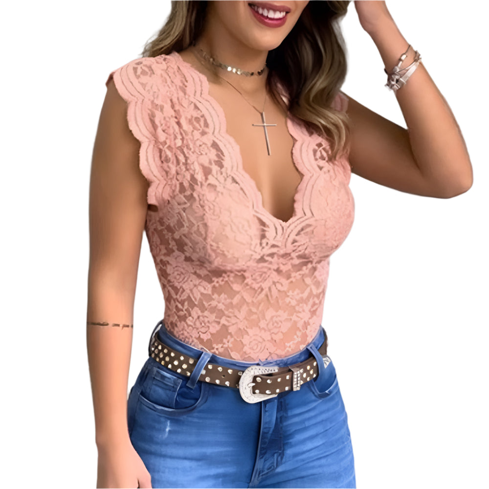 Damenbluse Ärmellos Elegant V-Ausschnitt Baumwolle 1