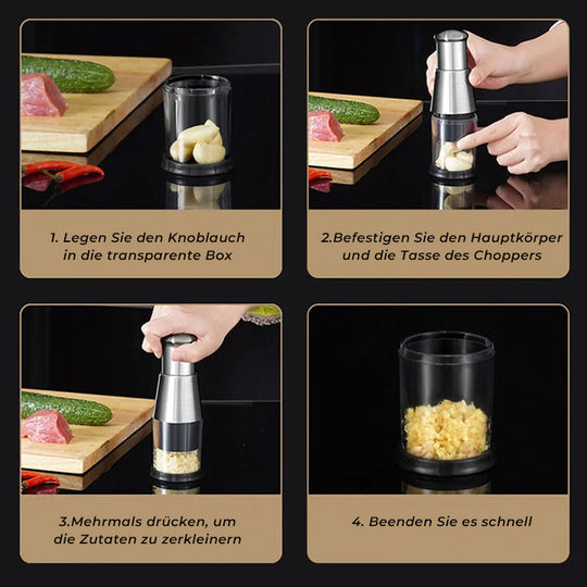 Zerkleinerer für Knoblauch und Gemüse - Multifunktionaler Zwiebelschneider mit Komfortgriff 2