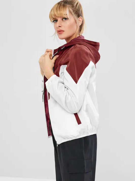 Zweifarbige Windbreaker-Jacke