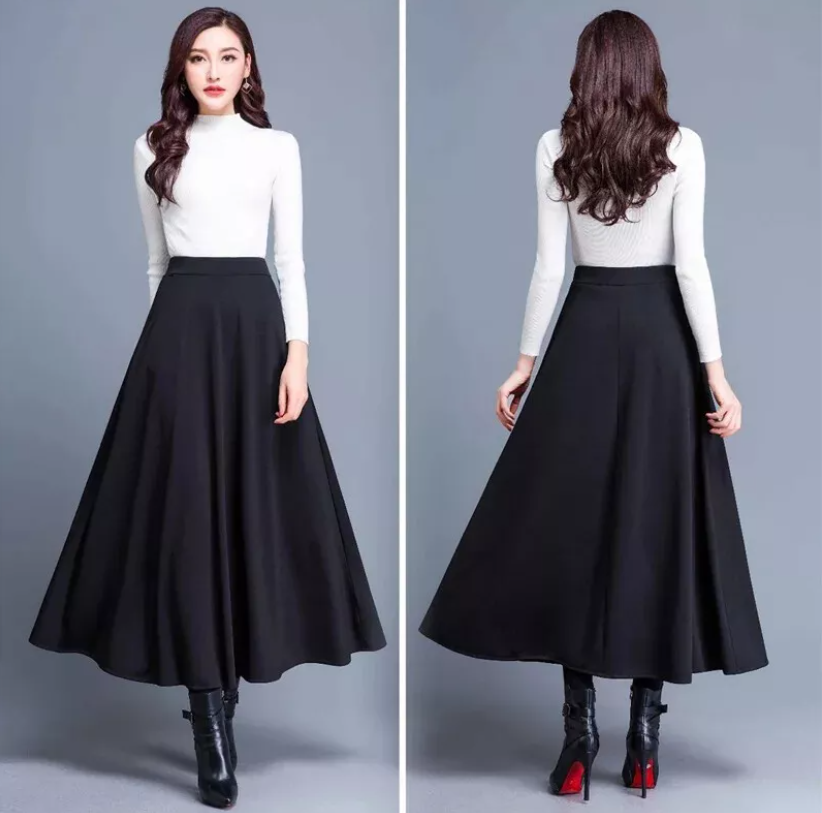 Weit geschlitzter A-Linienrock für Damen