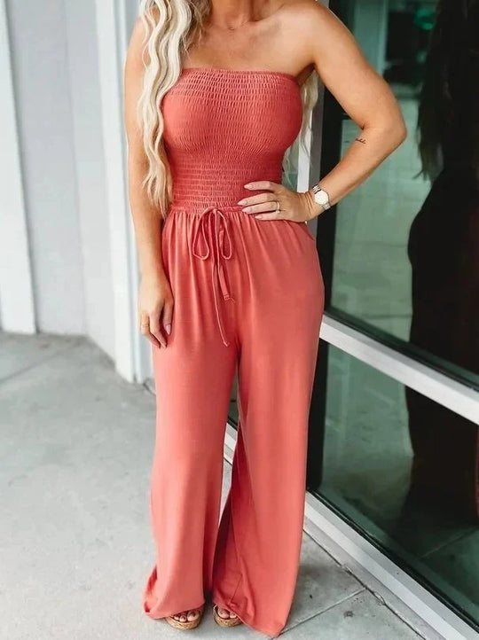 Damen Jumpsuit Schulterfrei Eleganter Stil Polyester-4