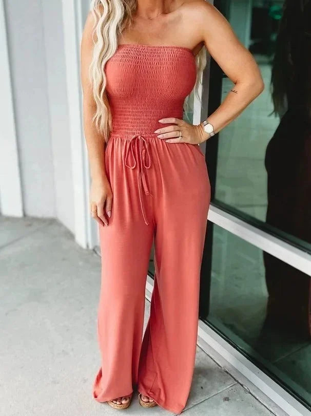 Damen Jumpsuit Schulterfrei Eleganter Stil Polyester-4