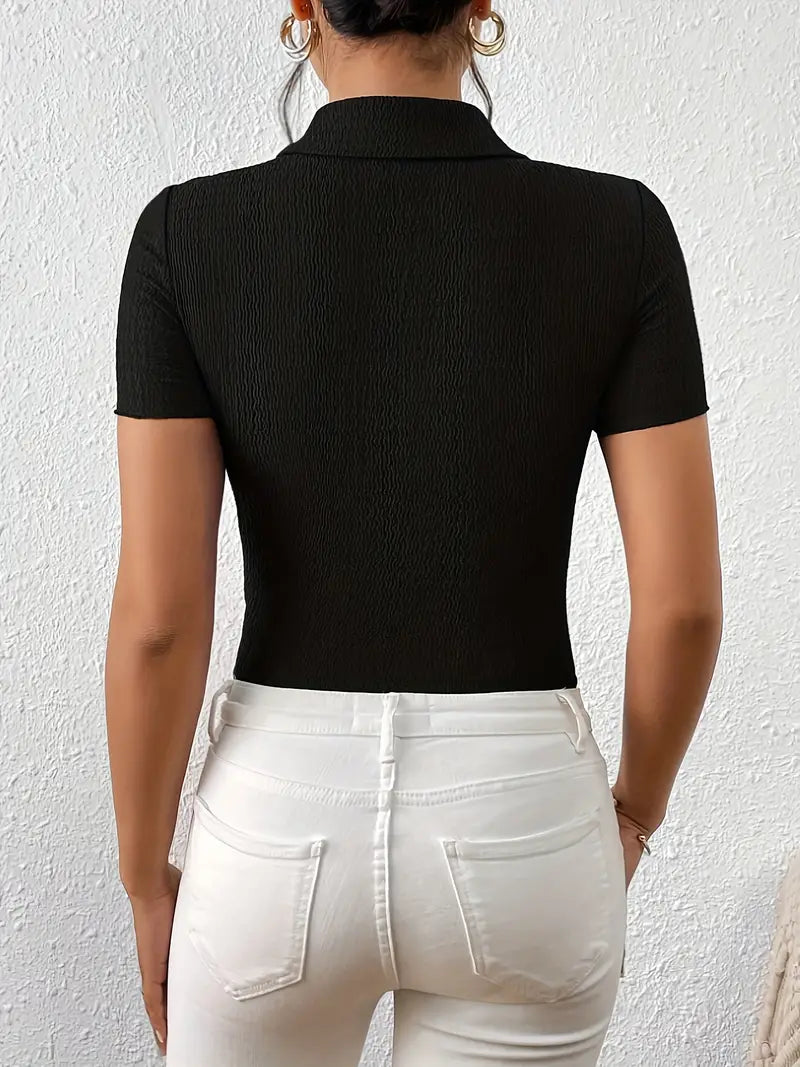 Damen Kurzarmbluse Lässig Leicht Baumwolle für Frühling und Sommer-2